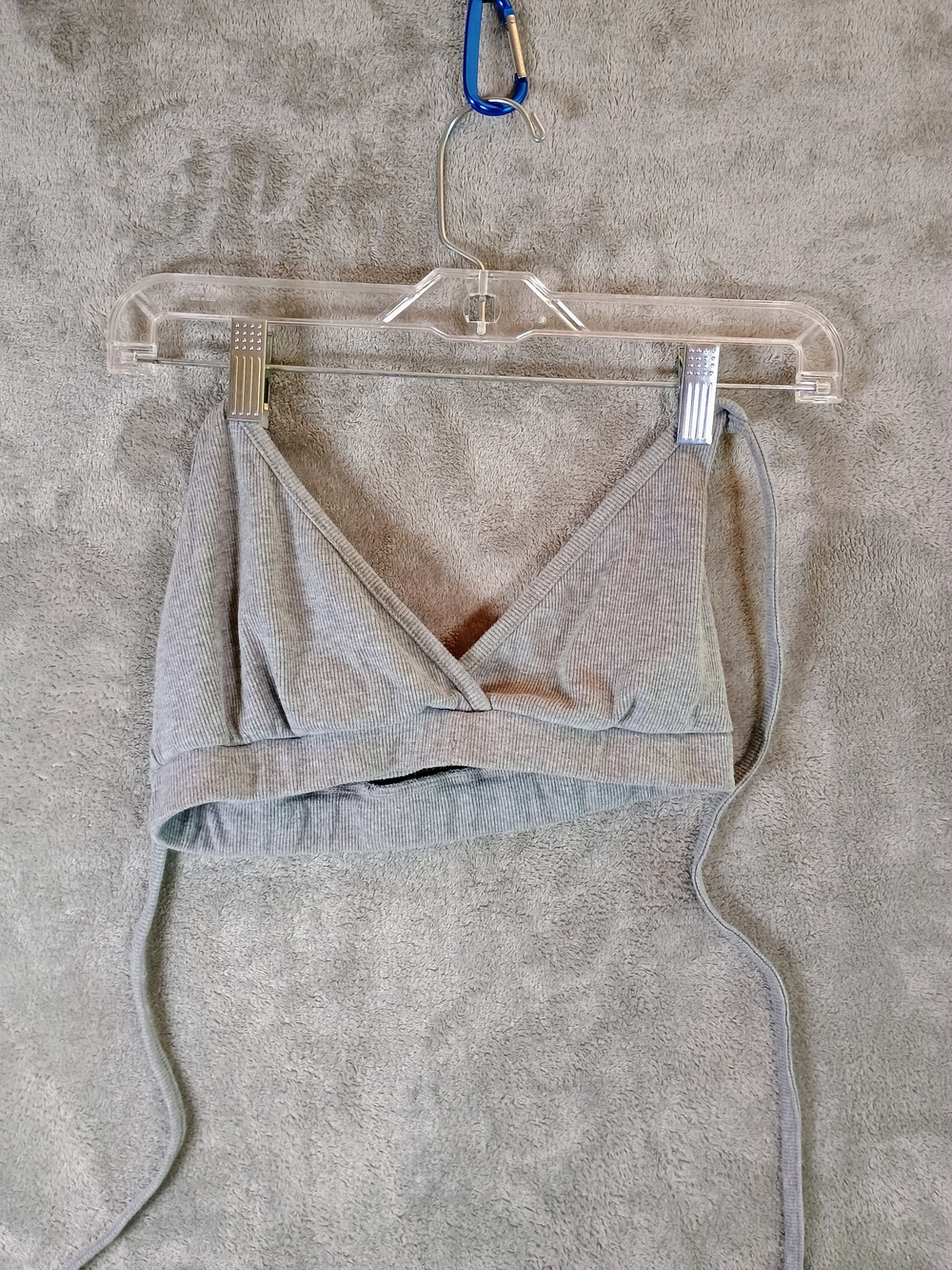 Juniors Grey Ribbed Bralette - Soft Stretch Lounge Top